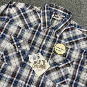 Ely Cattleman Western Shirt Mens XL Pearl Snap Plaid Cowboy Rodeo Ranch Wear